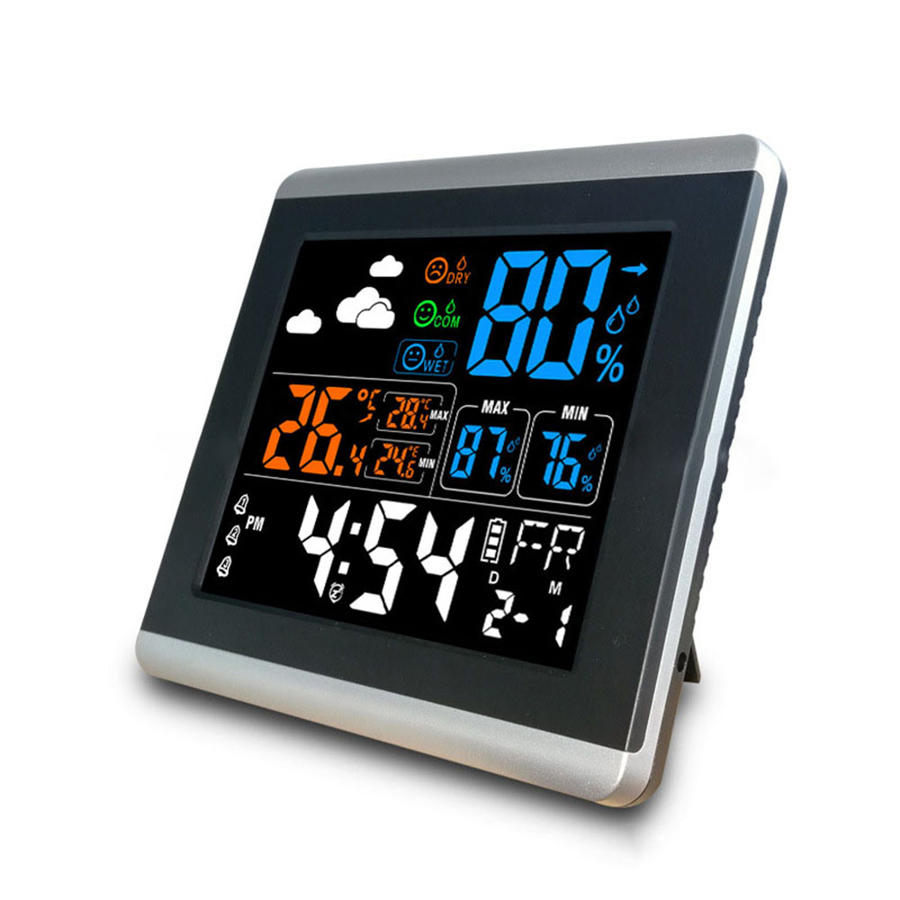 

Loskii DC-005 Digital Wireless Colorful Screen Clock USB Backlit Weather Station Thermometer Hygrometer Alarm Clock Temperature Gauge with Calendar Vioce-Activated Three Clock Function