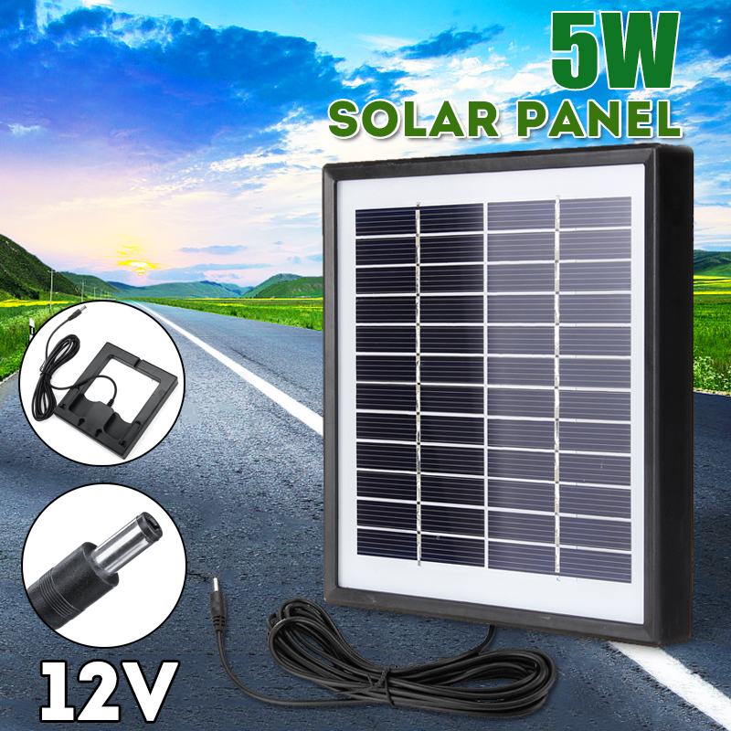 Portable 5W 12V Polysilicon Solar Panel Battery Charger For Car RV Boat W/ 3m Cable 2
