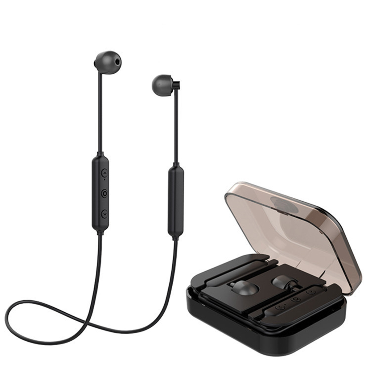 

[bluetooth 5.0] Hifi Wireless bluetooth Earphone Magnetic Adsorption Stereo Sports Headphone with Mic with Chariging Box