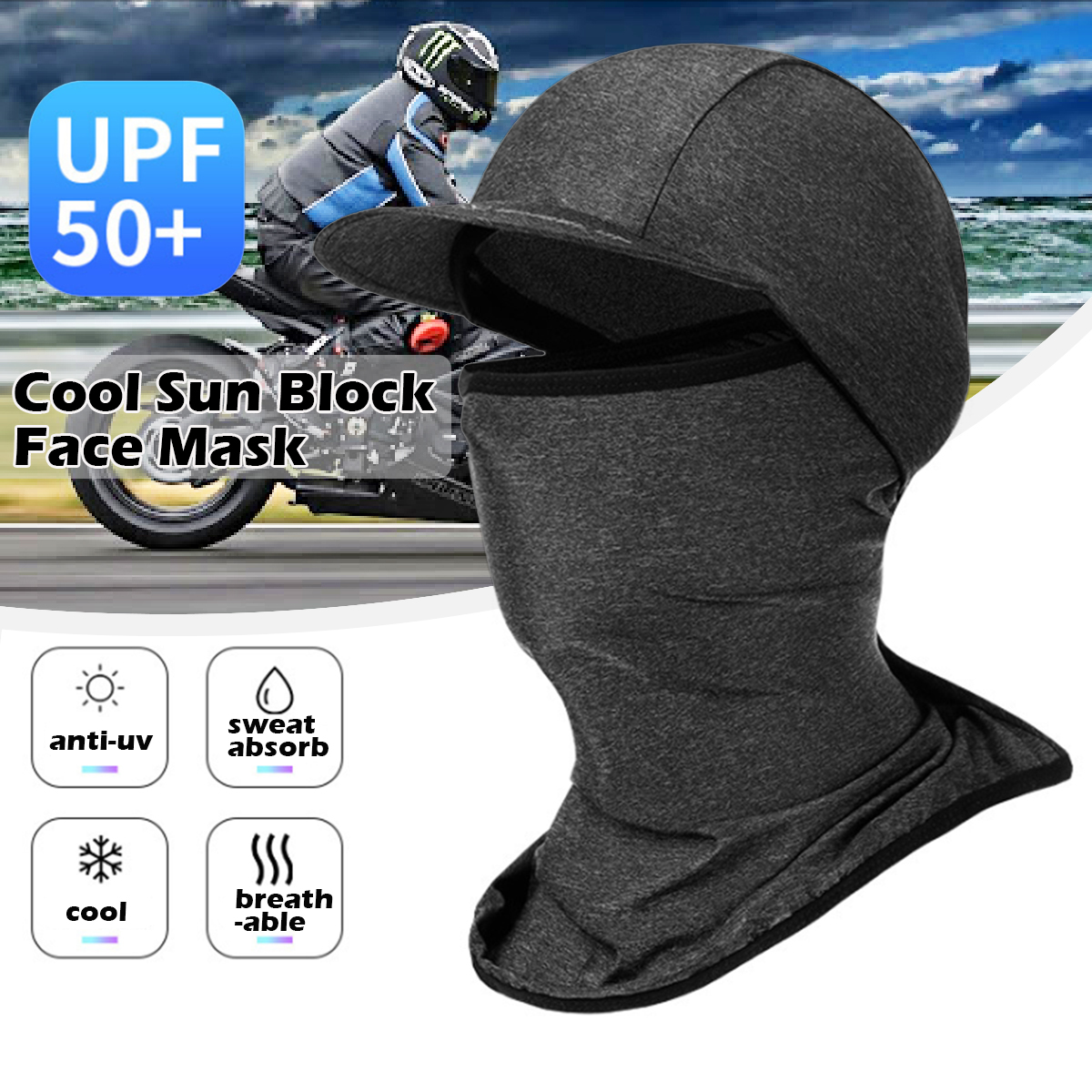 New Full Face Mask Cool Summer Motorcycle Outdoor Riding Mask ...