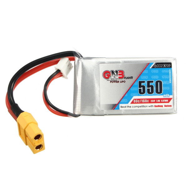 

Gaoneng GNB 7.4V 550mAh 2S 80/160C Lipo Battery XT60 Plug