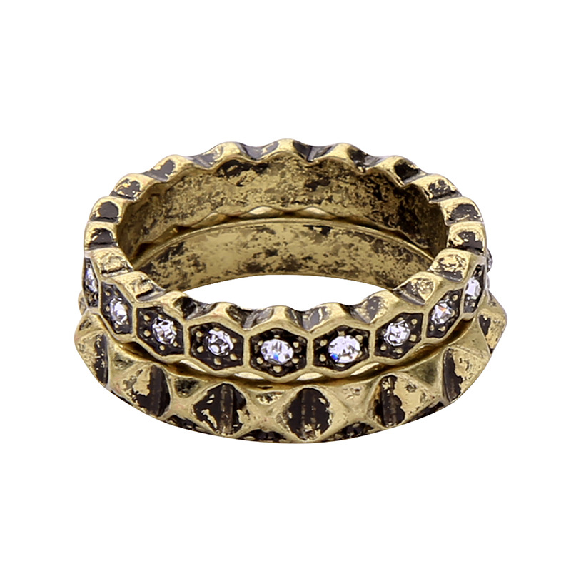 

Double Layer Rhinestone Finger Ring African Bronze Women Ring For Gift