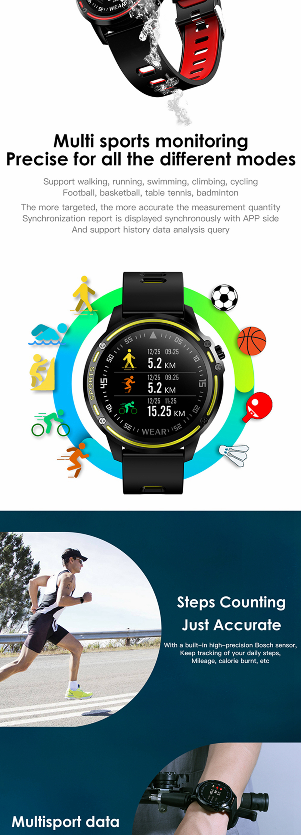 Microwear L8 Full Touch Screen ECG+PPG O2 IP68 Sports Mode bluetooth Music Control Weather Smart Watch 21