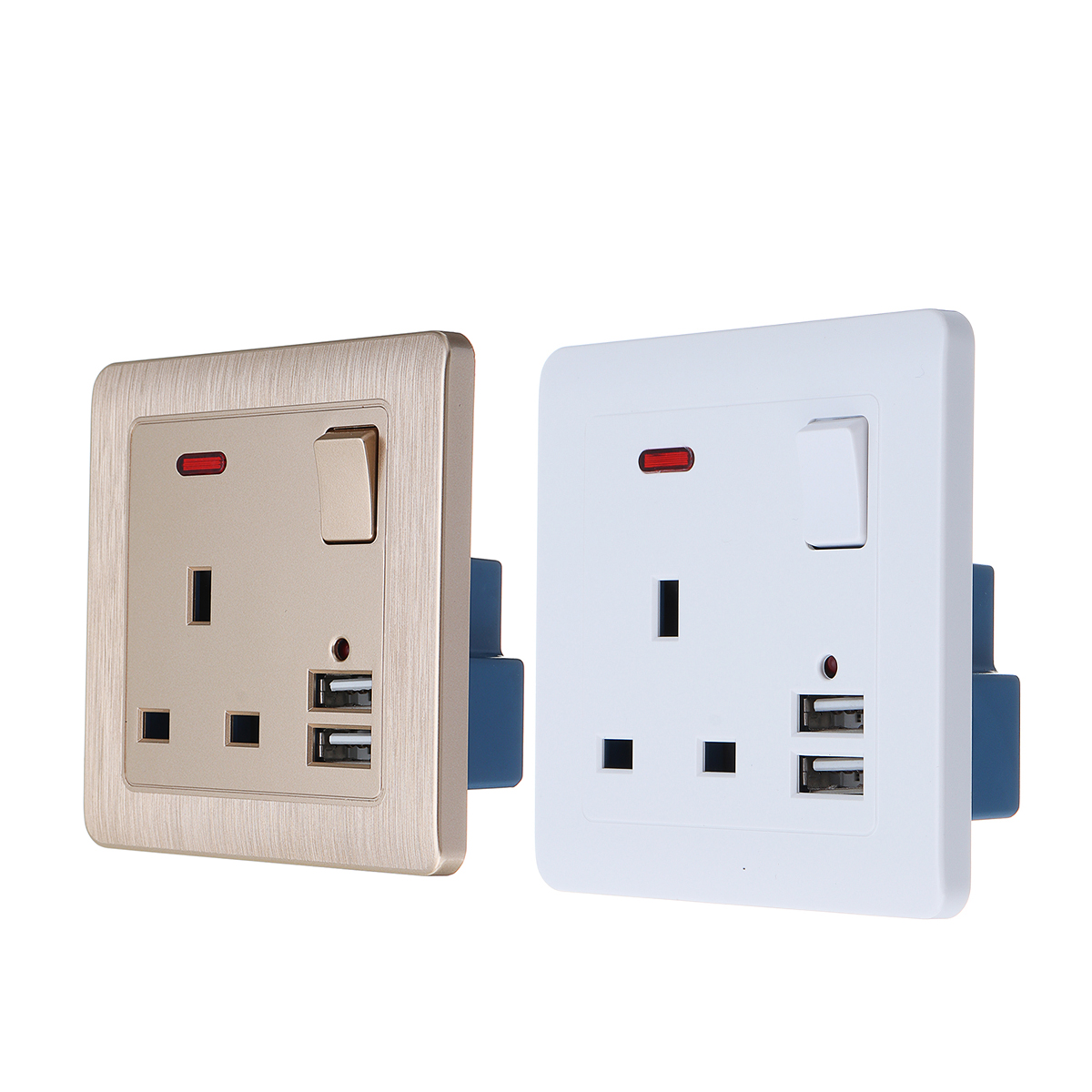 

13A UK Plug Power Outlet Socket Dual USB Wall AC DC Charger Switch Adapter Port
