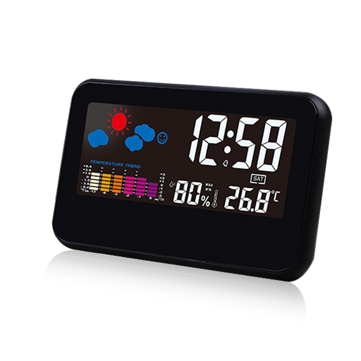 

Voice Control Digital LED Thermometer Humidity Meter Hygrometer Temperature Room Multi-function Alarm Clock