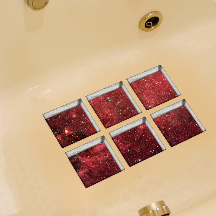 PAG 6pcs 13x13cm Starry Sky Pattern 3D Anti Slip Waterproof Bathtub Sticker