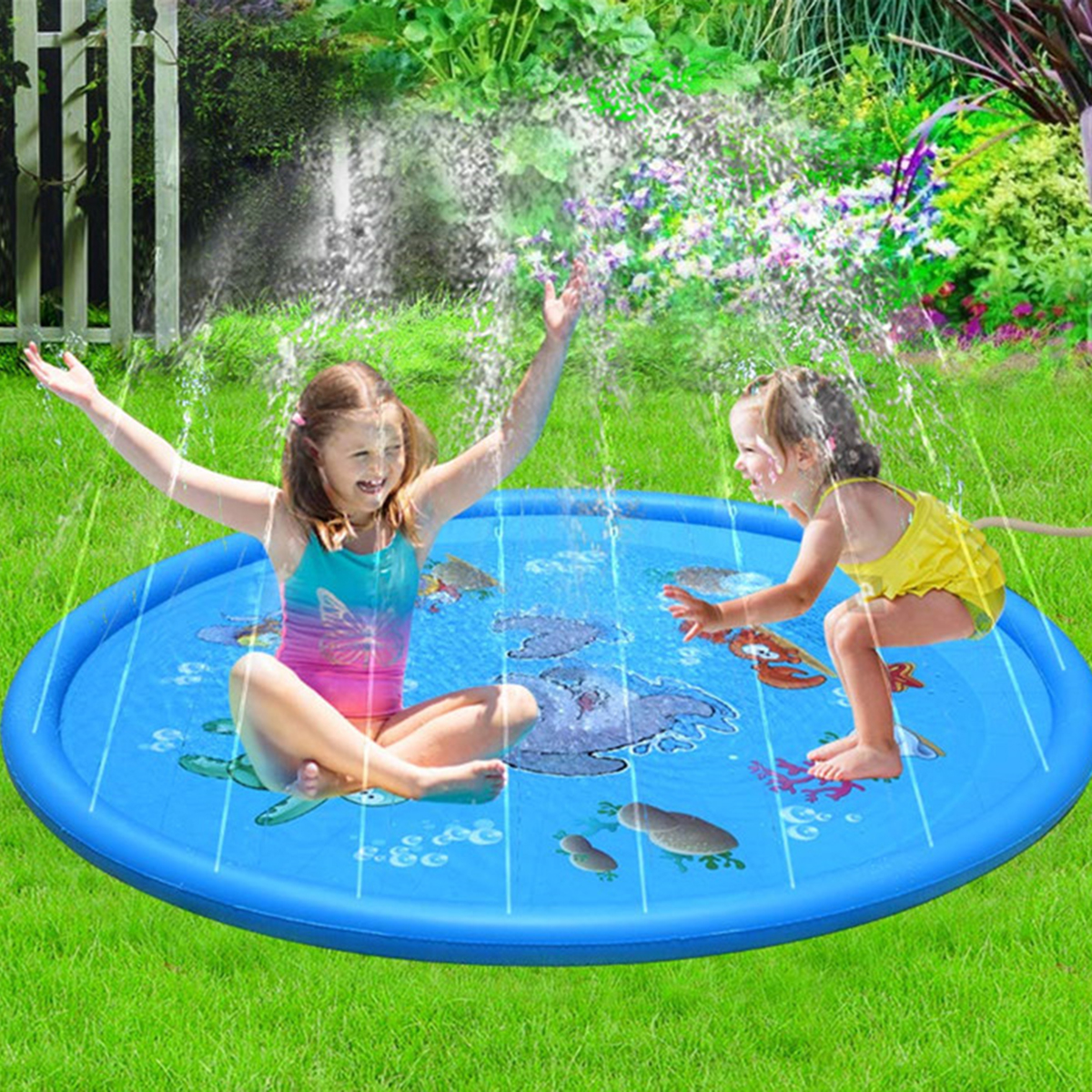 100CM Inflatable Children's Lawn Splash Sprinkler Mat Play Pad with PV...