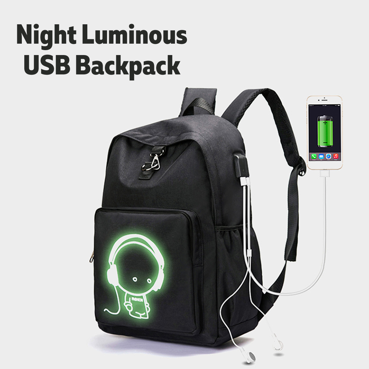 14 inch night luminous travel school laptop backpack usb charging ...