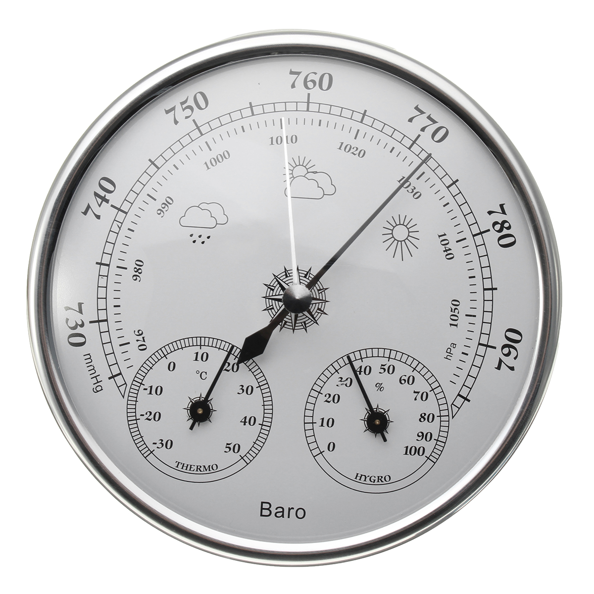 

130mm 970~1040hPa Wall Hanging Weather Station Thermometer Barometer Hygrometer