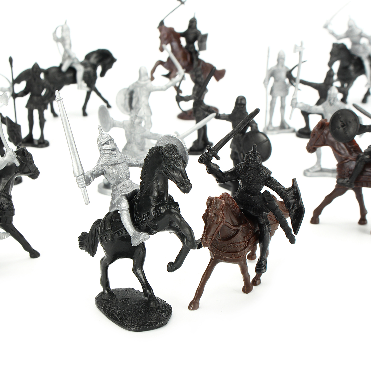 28pcs Medieval Knights Warriors Horses Soldiers Action Figures Mode Toy Set Kids 