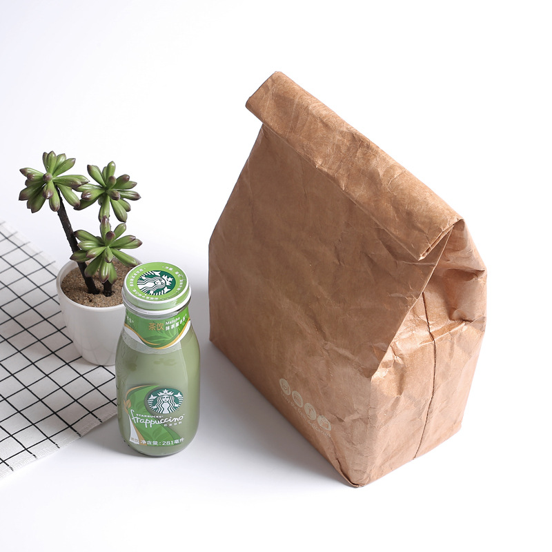 

SANNE 6L Brown Paper Lunch Bag Reusable Box Sack Durable Insulated Thermal Kraft Paper Bag Snack Cooler Picnic Container Men Ice Bags