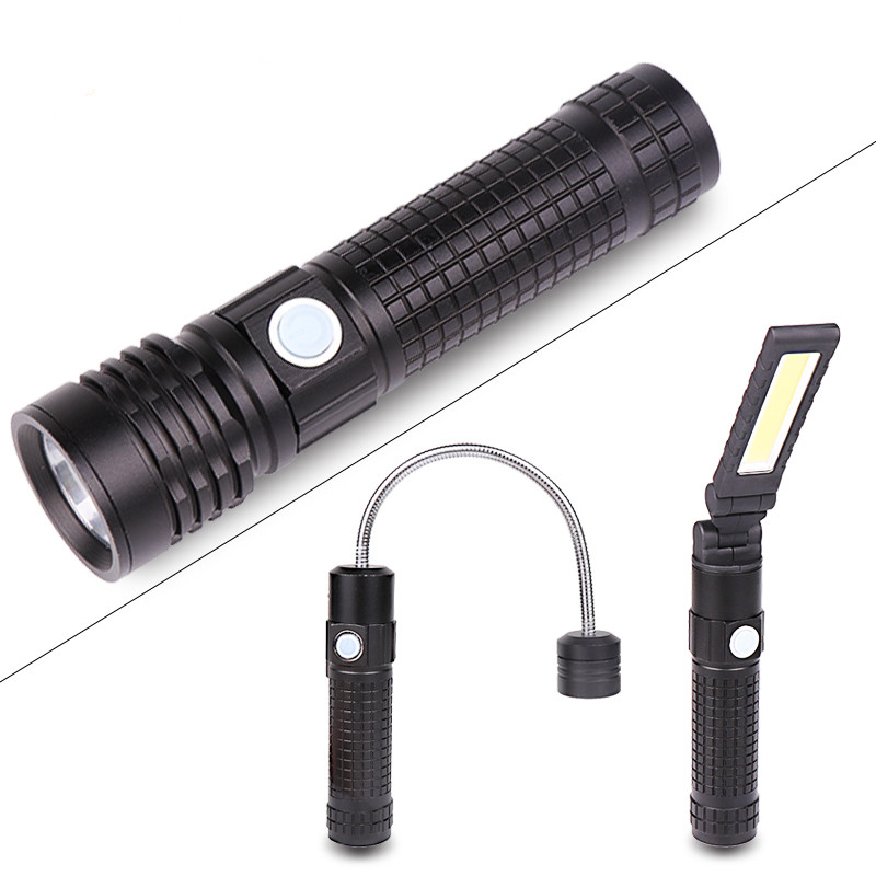 4 Modes 1000LM T6 Magnetic Tail IPX6 Waterproof LED Flashlight USB Rechargeable 