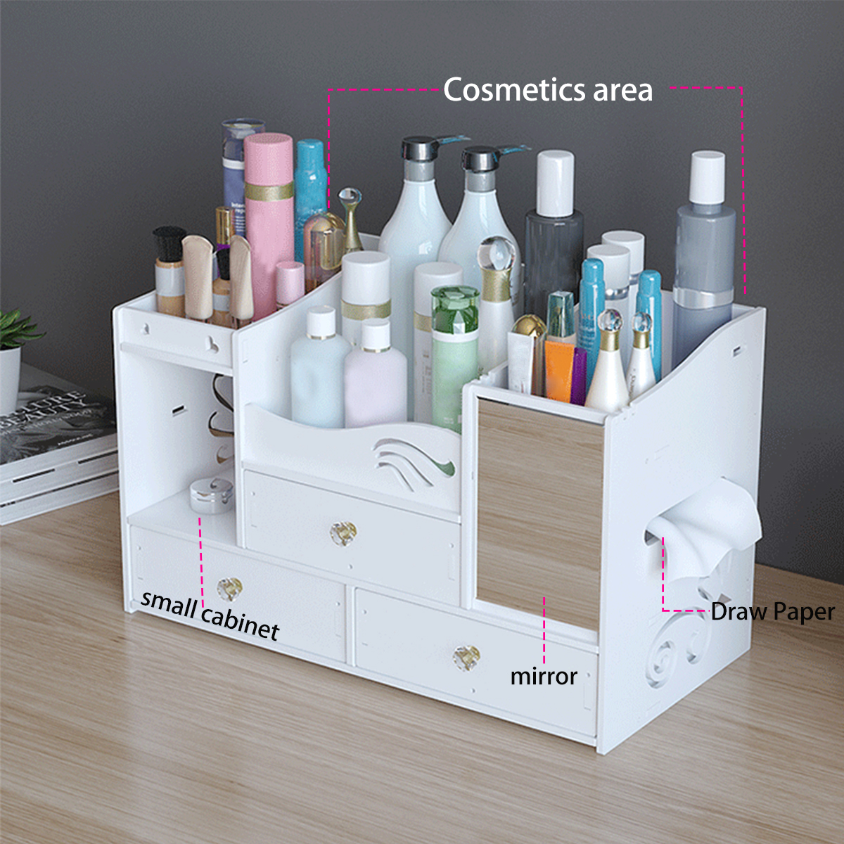 Makeup Cosmetic Organiser Jewelry Storage Gift Box Drawer Case Mirror Cabinet 15