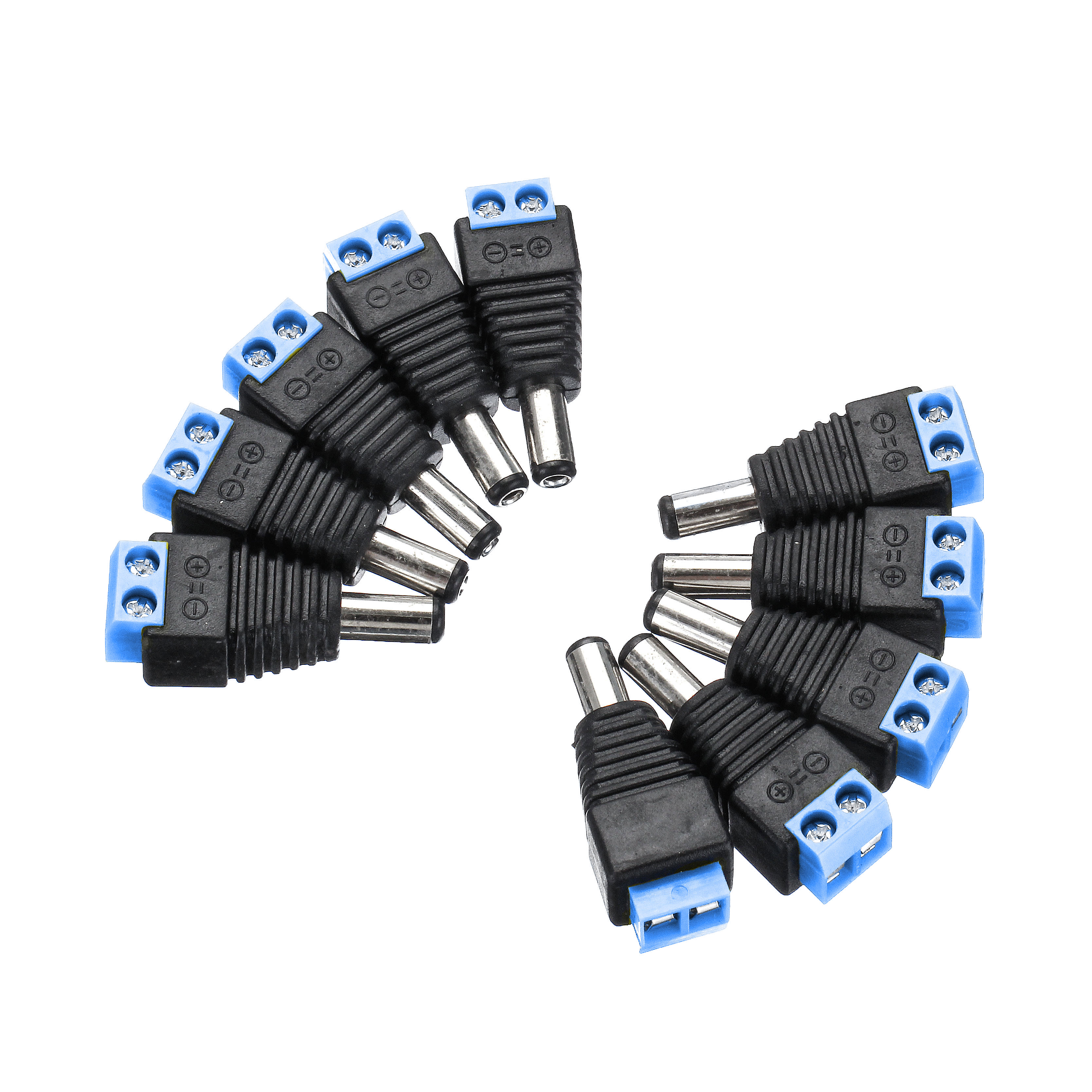 LED 10pcs DC Power Male 5.5 x 2.1mm Jack Adapter Cable Plug Connector for CCTV