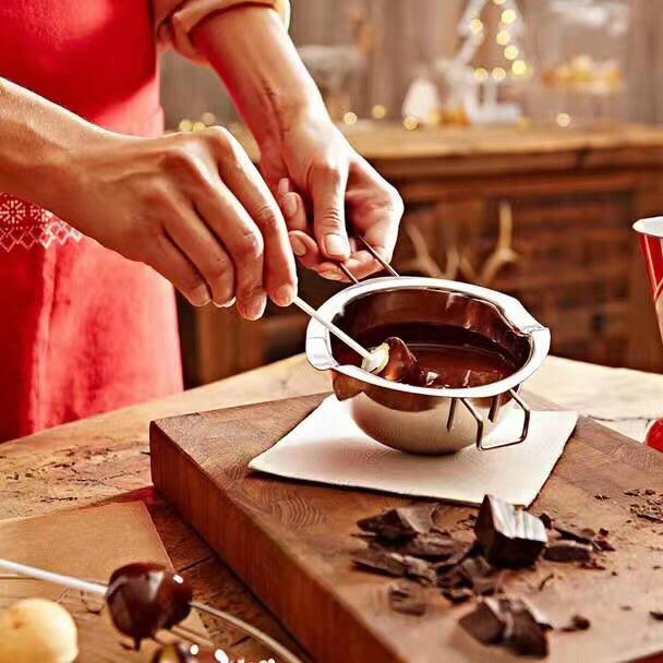 

Stainless Steel Chocolate Melted Fondue Water Bowl Butter Heated Melting Machine
