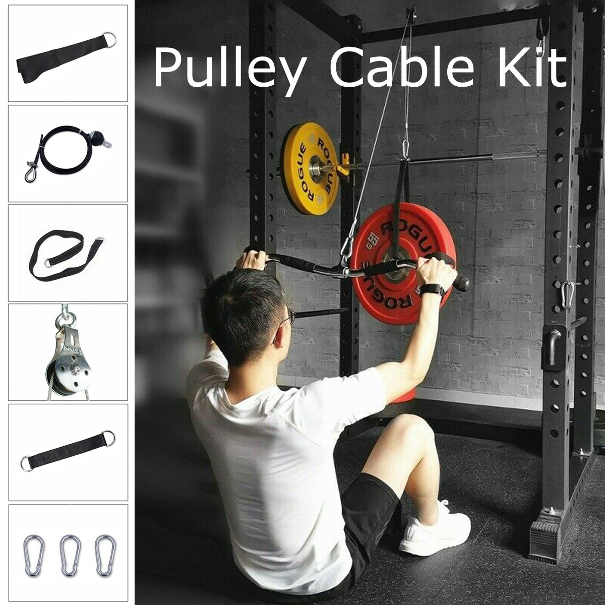 Diy pulley cable pulldown attachment system biceps triceps ...