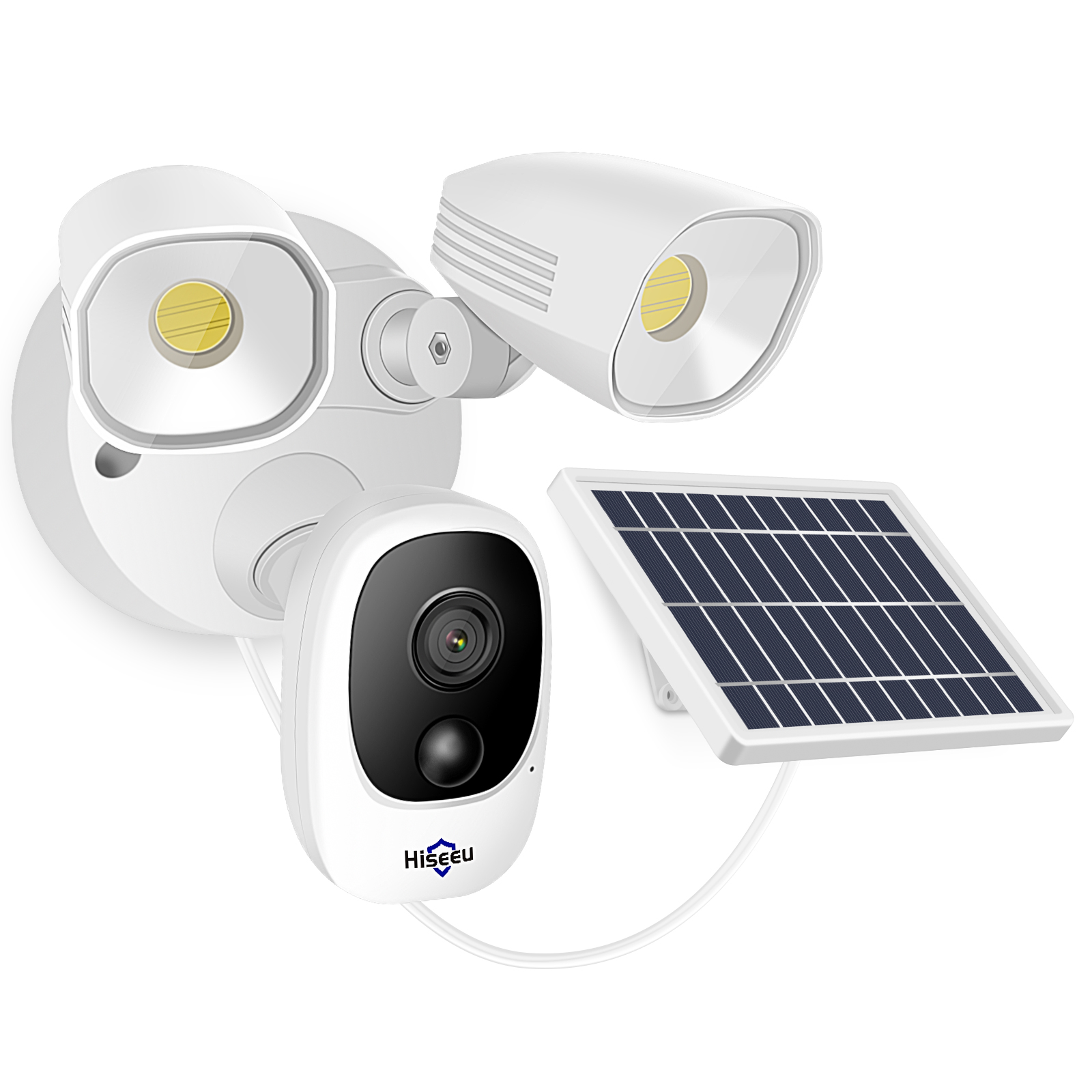 Surveillance Cameras - Hiseeu Solar Powered Floodlight Camera Wireless