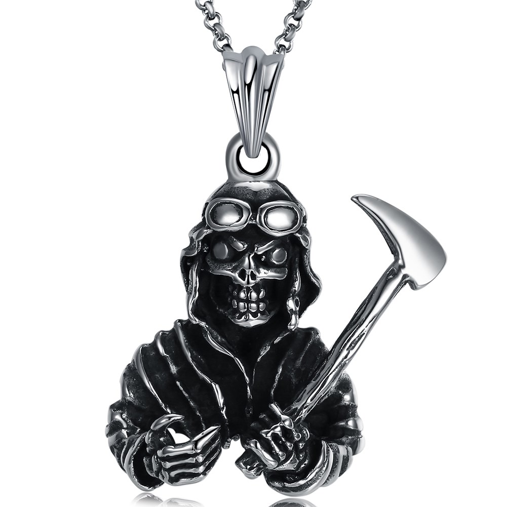

Retro Antique Silver Skull Devil Titanium Steel Necklace