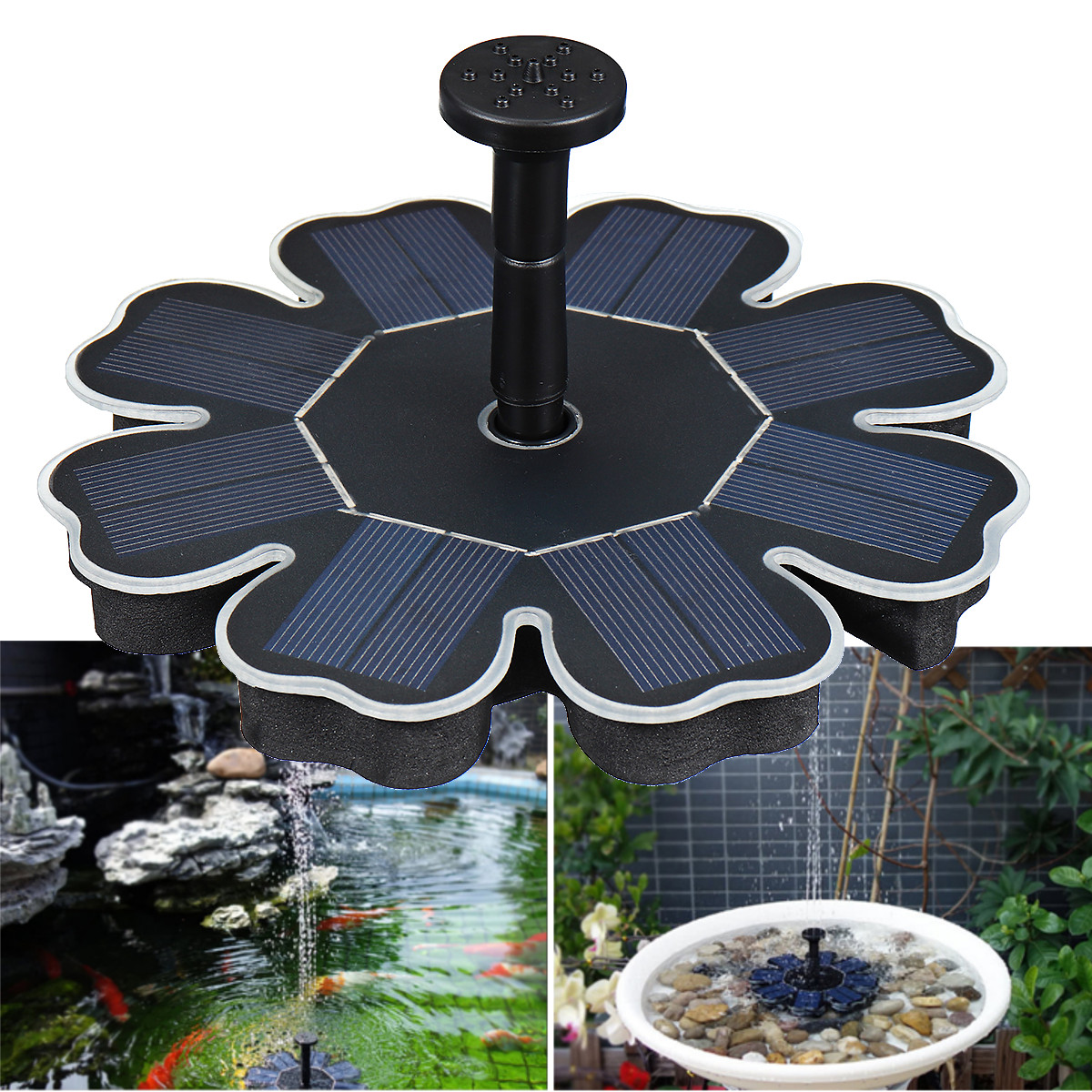 

1.6W Solar Power Floating Bird Bath Water Fountain Pump Garden Outdoor Pond Pool