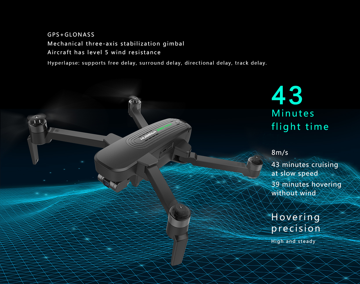 Hubsan Zino PRO+ Plus GPS 5G WiFi 8KM FPV with 4K 30fps UHD Camera 3-axis Gimbal 43mins Flight Time RC Drone Quadcopter RTF 9