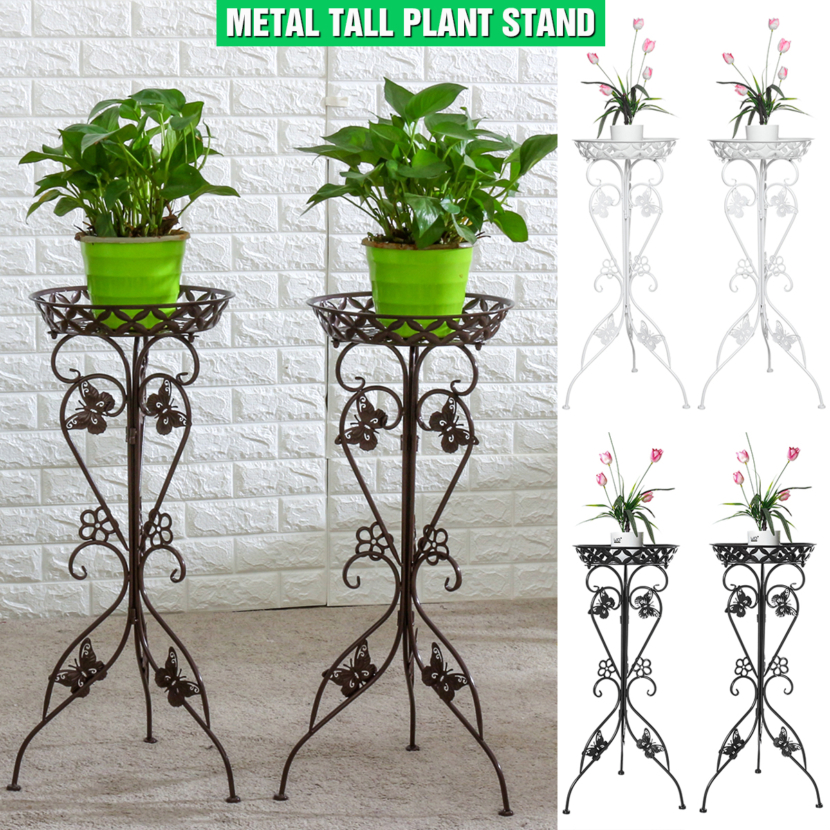 Metal Plant Display Stand Flower Pot Holder Shelf Garden Patio Indoor Outdoor 26