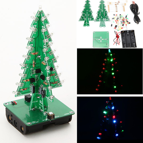 

3Pcs Geekcreit® DIY Christmas Tree LED Flash Kit 3D Electronic Learning Kit