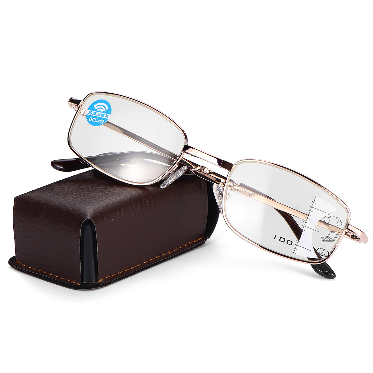 

Anti-fatigue Progressive Multi-focus Reading Glasses Foldable Metal Frame Anti-blue Mini Vintage Reading Glasses