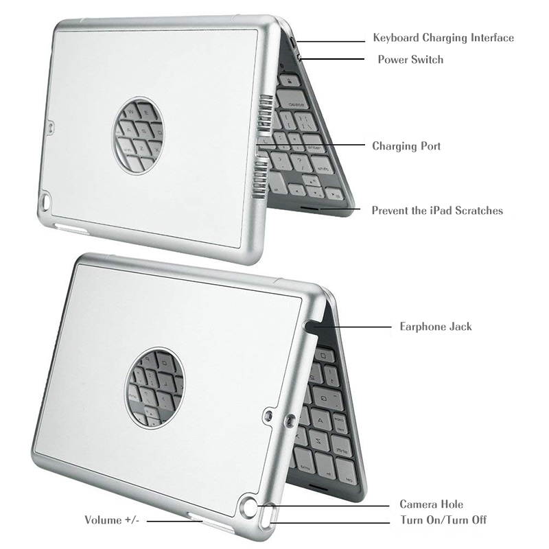 7 Colors Backlit Aluminum bluetooth Keyboard Kickstand Case For iPad Mini 2/iPad Mini 3 16