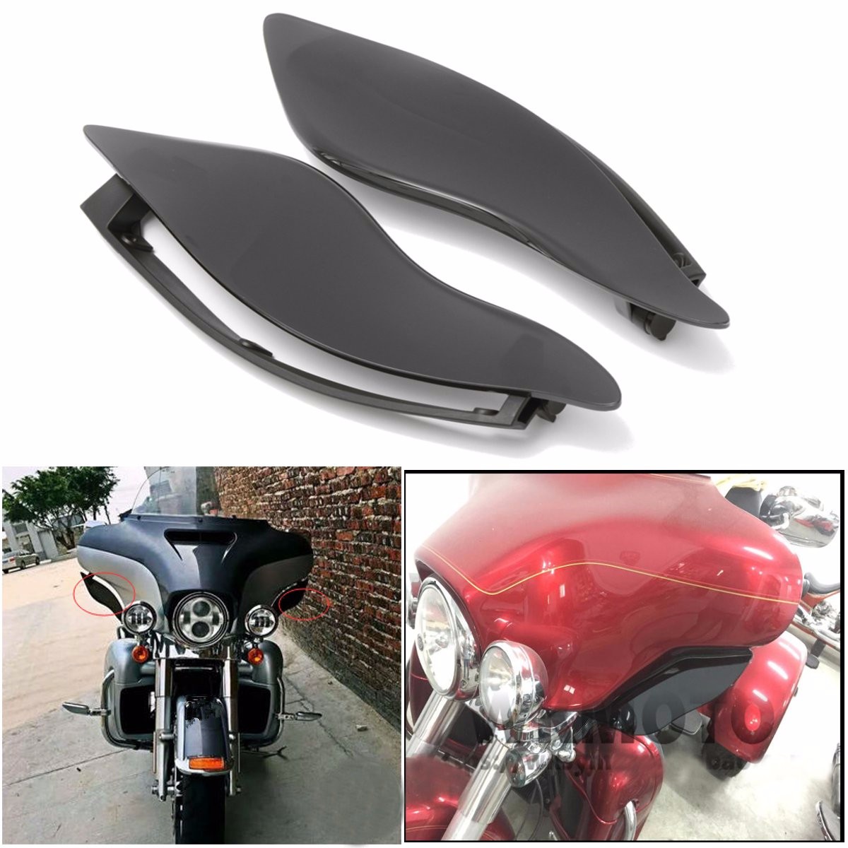 

Batwing Fairing Side Wing Deflector For Harley 14-16 For Electra For Street Glide