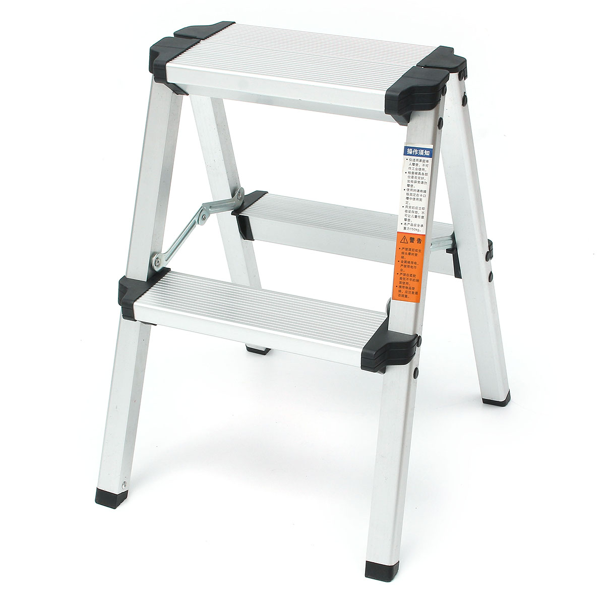 

150KG Maximum Load 2 Step Stool Folding Ladder Anti Slip Safety Aluminium Ladder