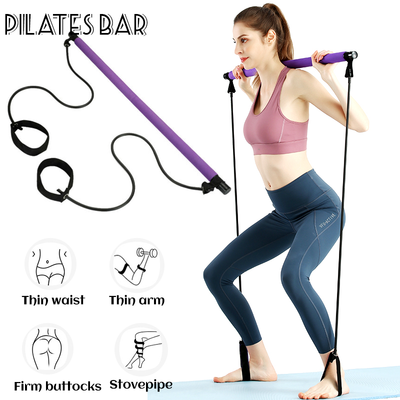 Portable Pilates Bar Stick Tube Fitness Exercise Yoga Gym Sport Resistance Band 