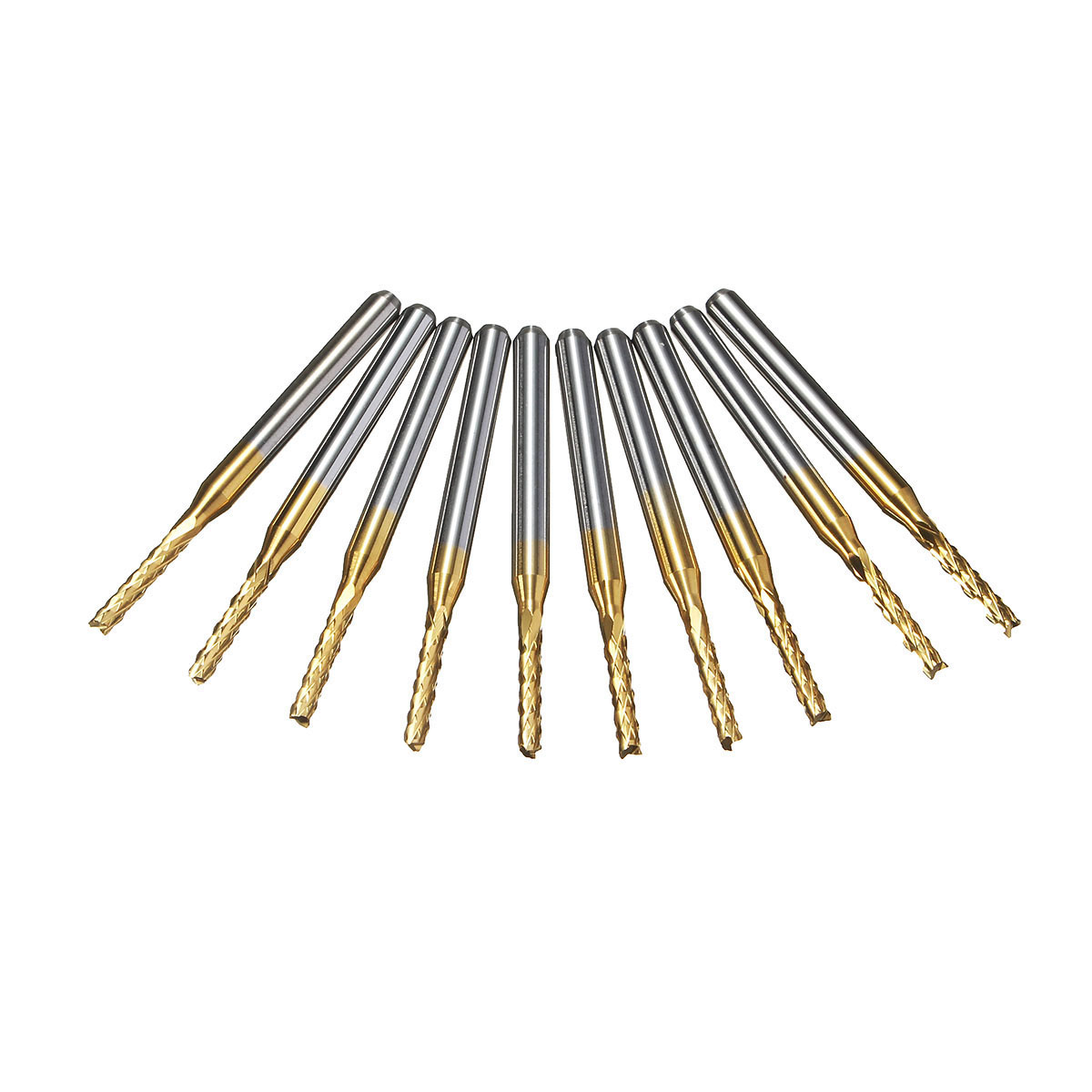 

Drillpro 10pcs 1.8mm Titanium Coated Engraving Milling Cutter Carbide End Mill Cutter