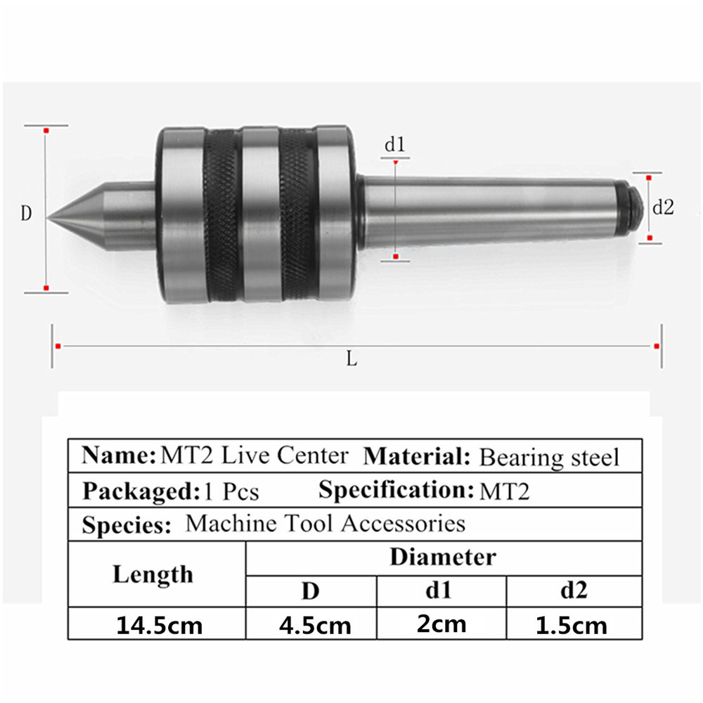 MT2 Live Center for Lathe Machine Tool Accessory