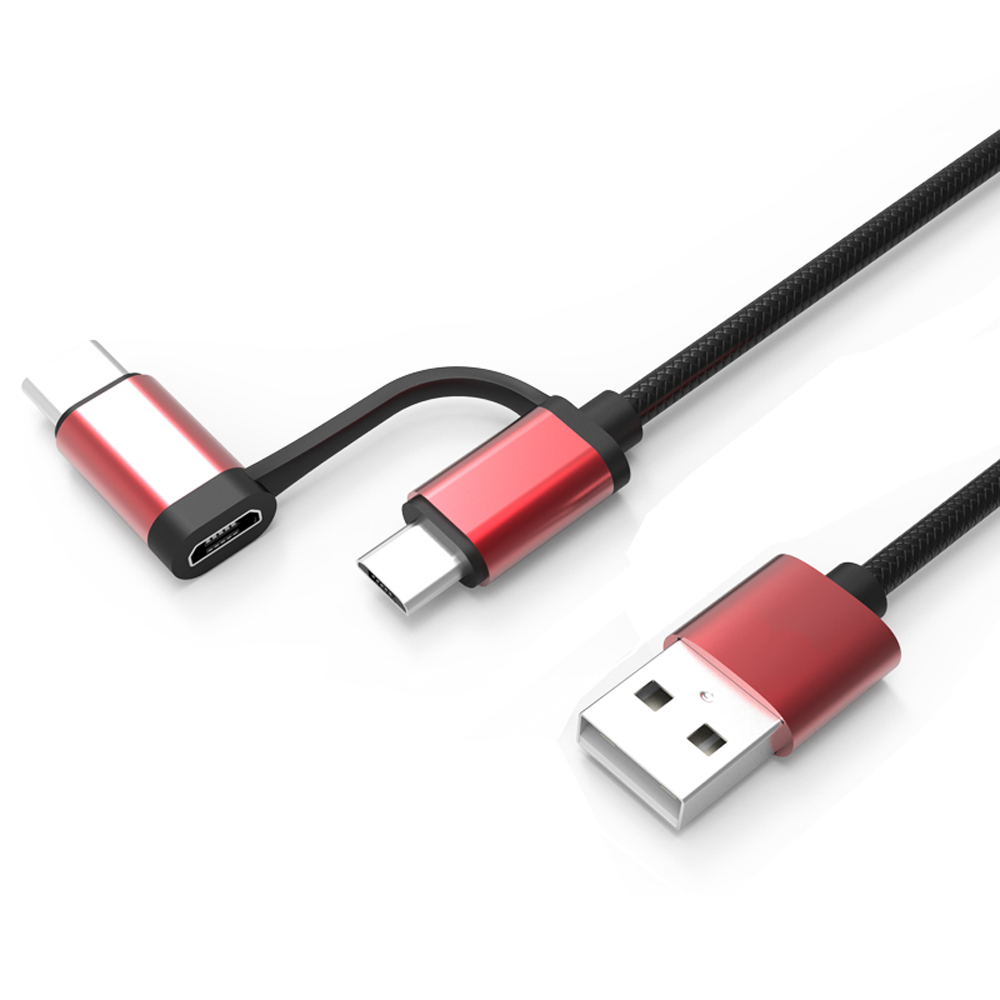 

Bakeey 2.1A Micro USB Type-C 2in1 Быстрая зарядка Алюминиевый сплав Плетеный Провод Кабель для передачи данных для HUAWE