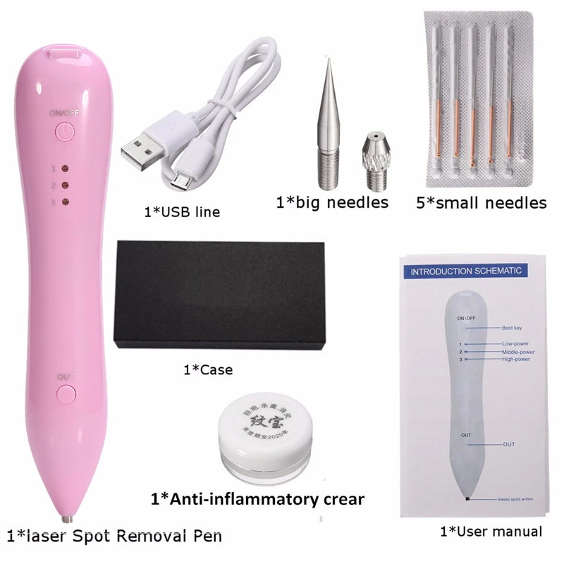 Pink Household Freckle Laser Spot Laser Mole Removal Machine Rechargeable Beauty Tool Facial Skin