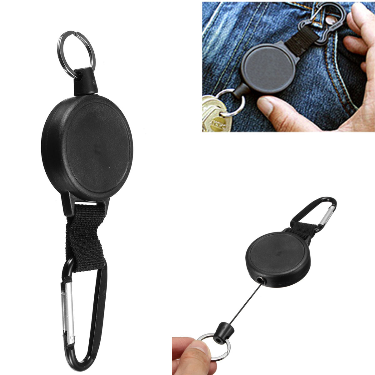 

EDC Portable Retractable Брелок На открытом воздухе Pocket Карабин Anti-lost Gadget