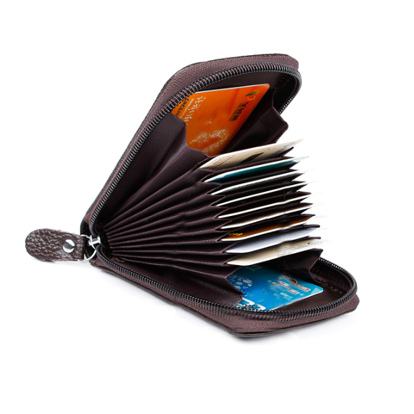 

IPRee® RFID Card Holder Zipper Leather Wallet Men Travel Portable ID Credit Card Storage Bag