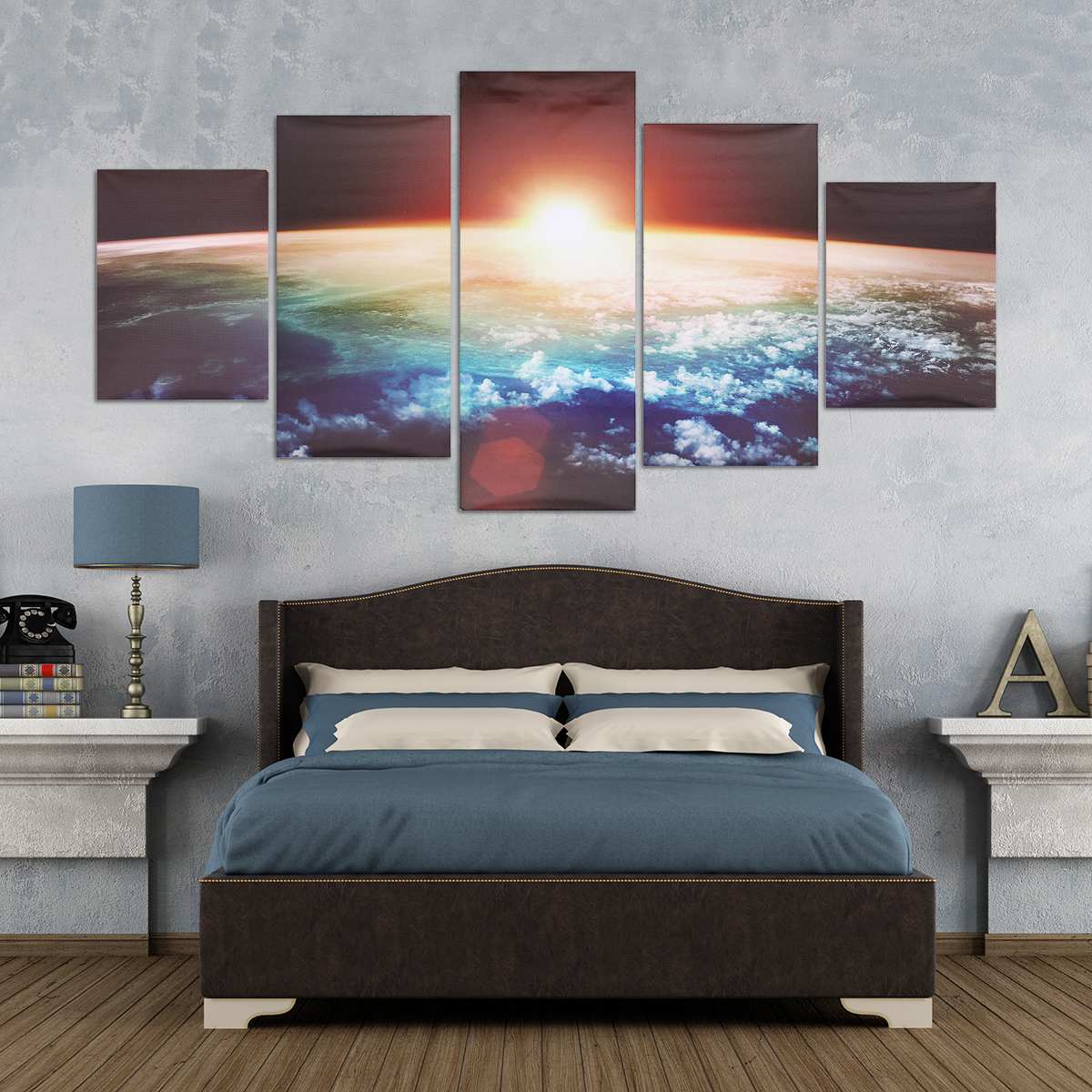

5 Cascade Sunrise Earth Canvas Wall Painting Picture Home Decoration No Framed