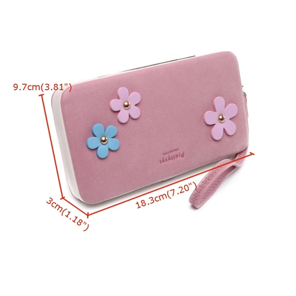 Women Flower 5.5 Inch Phone PU Wallet Case Cover Long Wallet