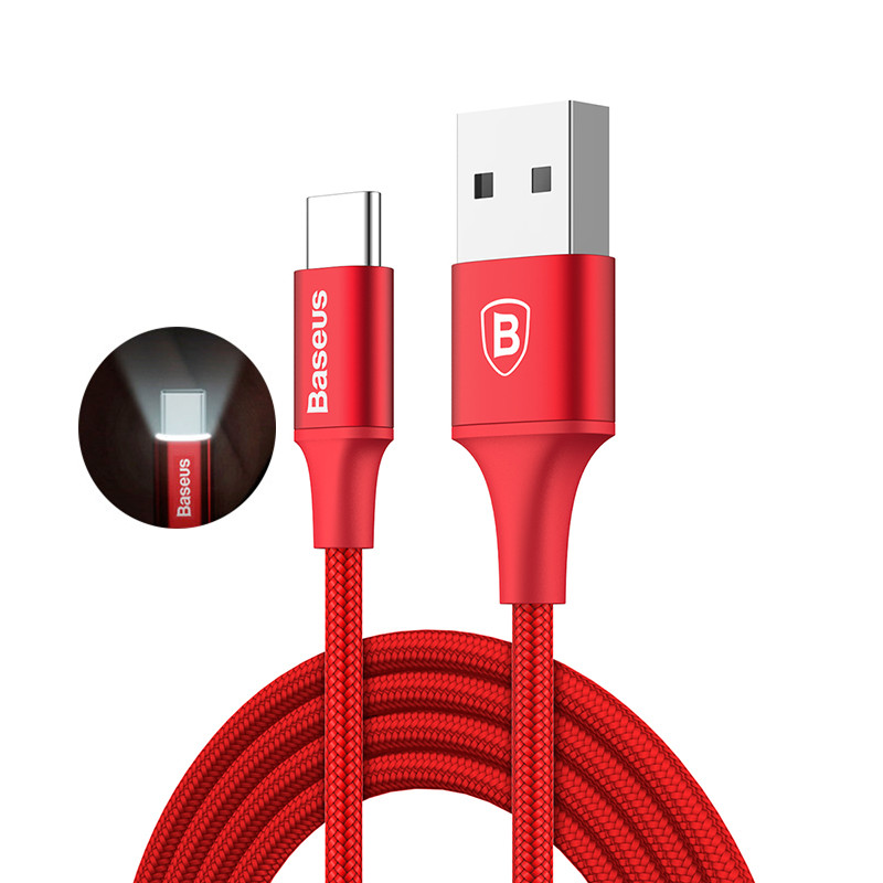 

Baseus 2A Светодиодный USB Type C Быстрый зарядный кабель 1M Для Xiaomi 6 Samsung S8 OnePlus 5
