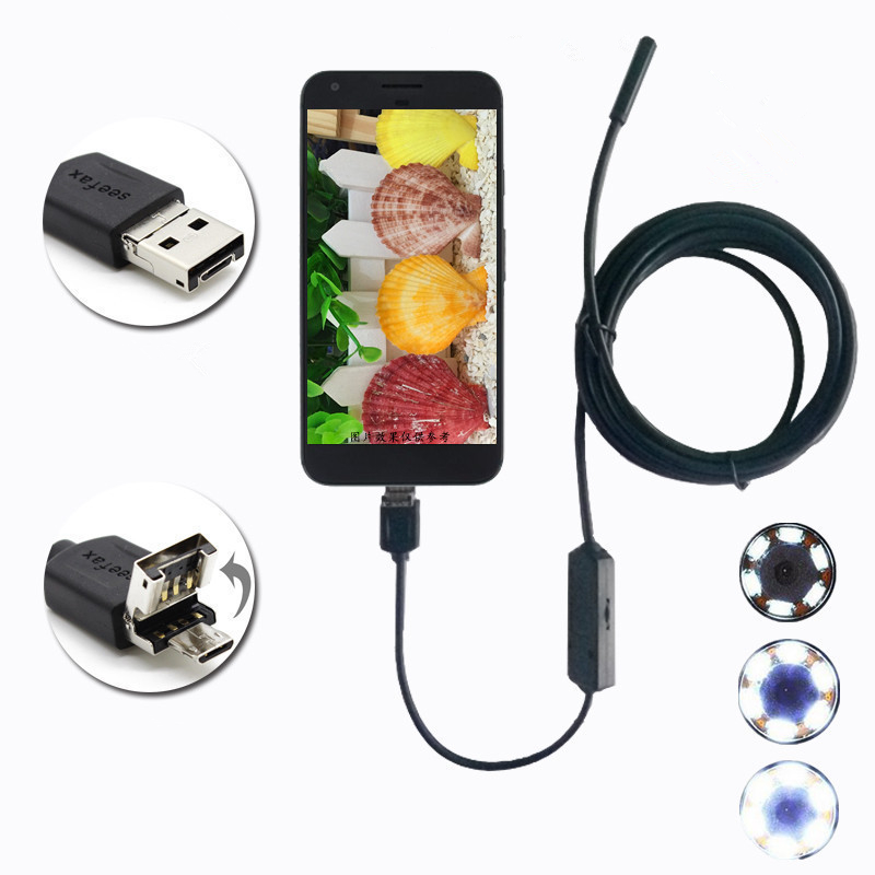 

6 LED Waterproof Micro USB Endoscope Inspection Camera Flexible Cord For Mobile Phone