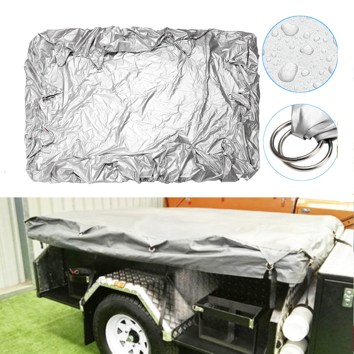 

225x170cmx35cm Camping Trailer Tent Waterproof Cover Anti-UV Dust Protector