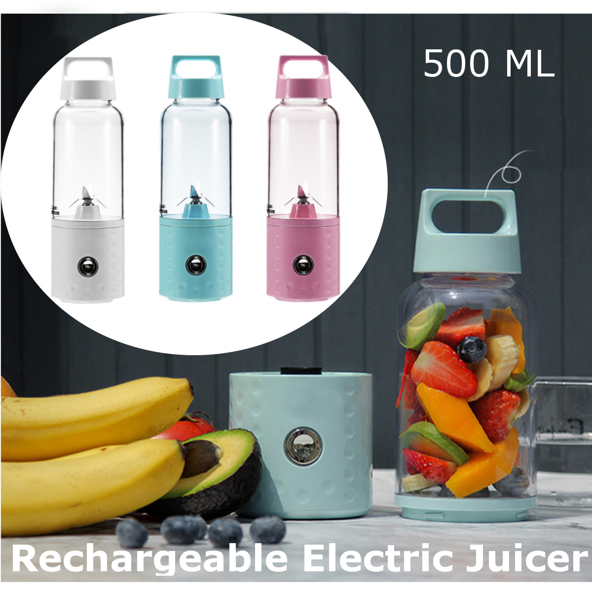 Portable VITAMER Smoothie Blender Rechargeable Electric Juicer for Home Travel 12