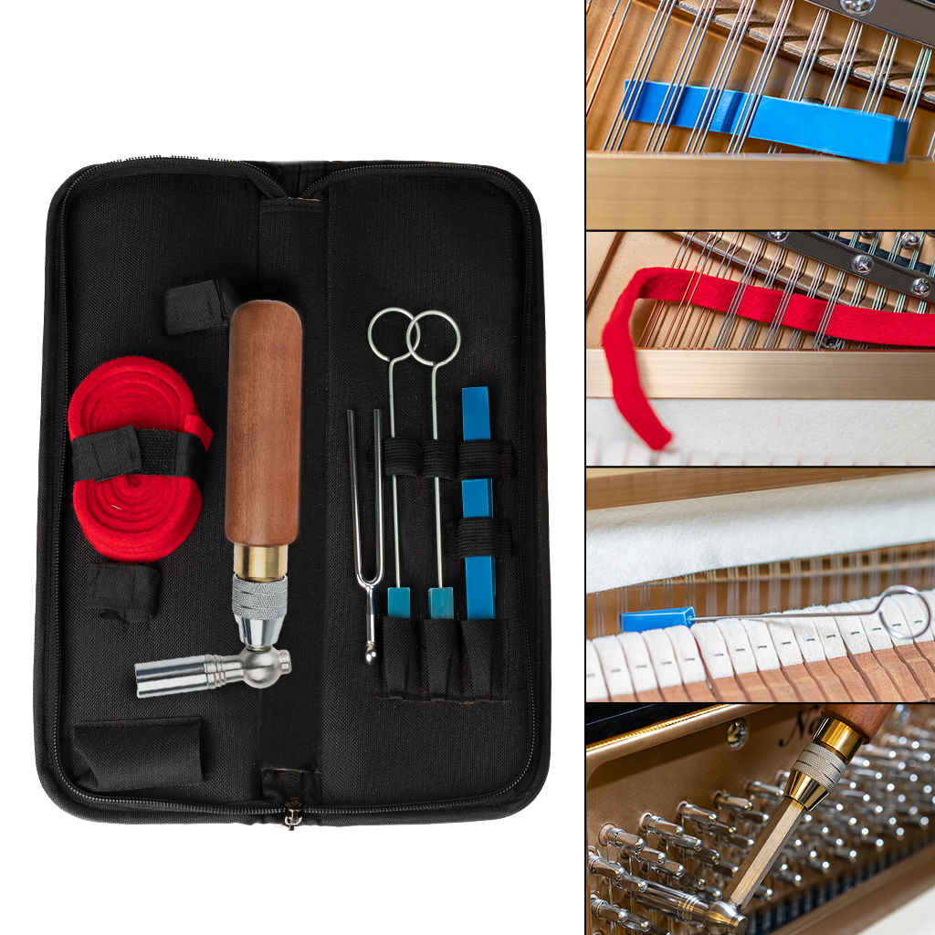 Naomi Piano Tuning Kit W Hammer Rosewood Handle Rubber Wedge Mute Temperament Strip Fork And Case