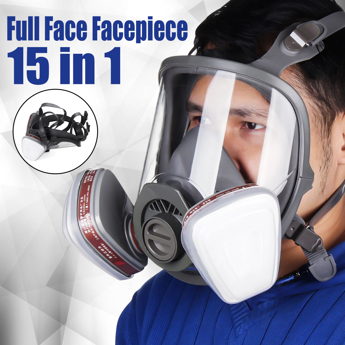 15 in 1 Full Face Gas Mask Facepiece Respirator Painting Spraying Mask 6800 Dust 15