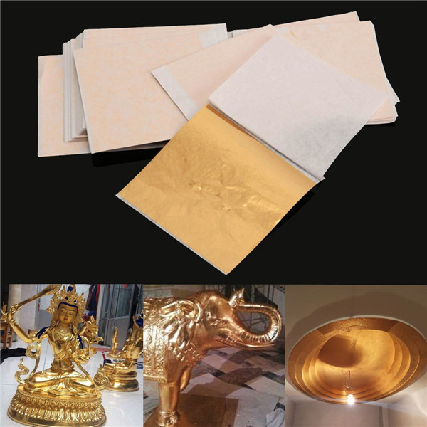 

100pcs 8x8.5cm Champagne Gold Foil Leaf Gilding Sheets Set Crafts Decor