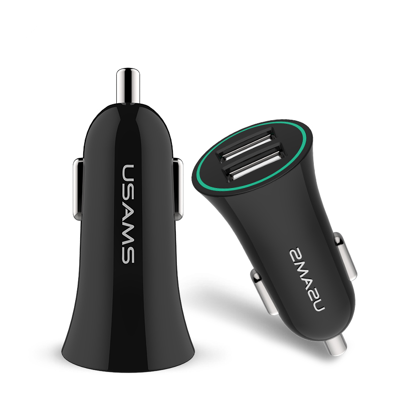 

USAMS US-CC013 2.1A 2 USB-порта Small Horn Тип Авто Зарядное устройство для iphone7 / 7Plus Samsung S8 Xiaomi 6