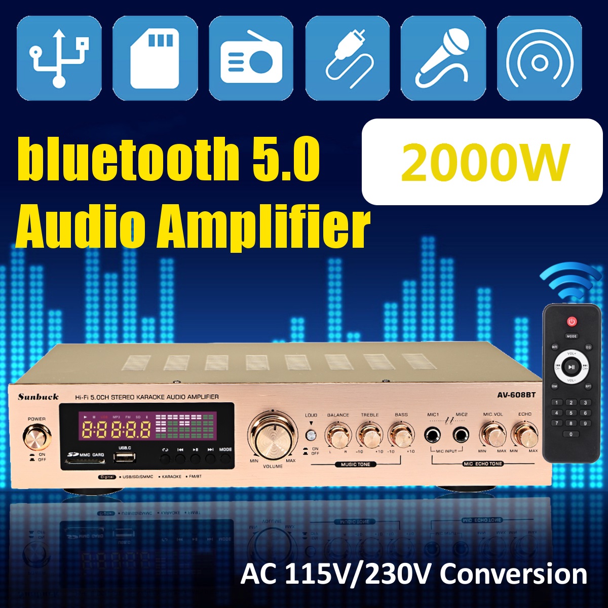Find 2000W bluetooth 5 0 Audio Amplifier EQ Stereo AMP Car Home 2CH AUX USB FM SD for Sale on Gipsybee.com with cryptocurrencies