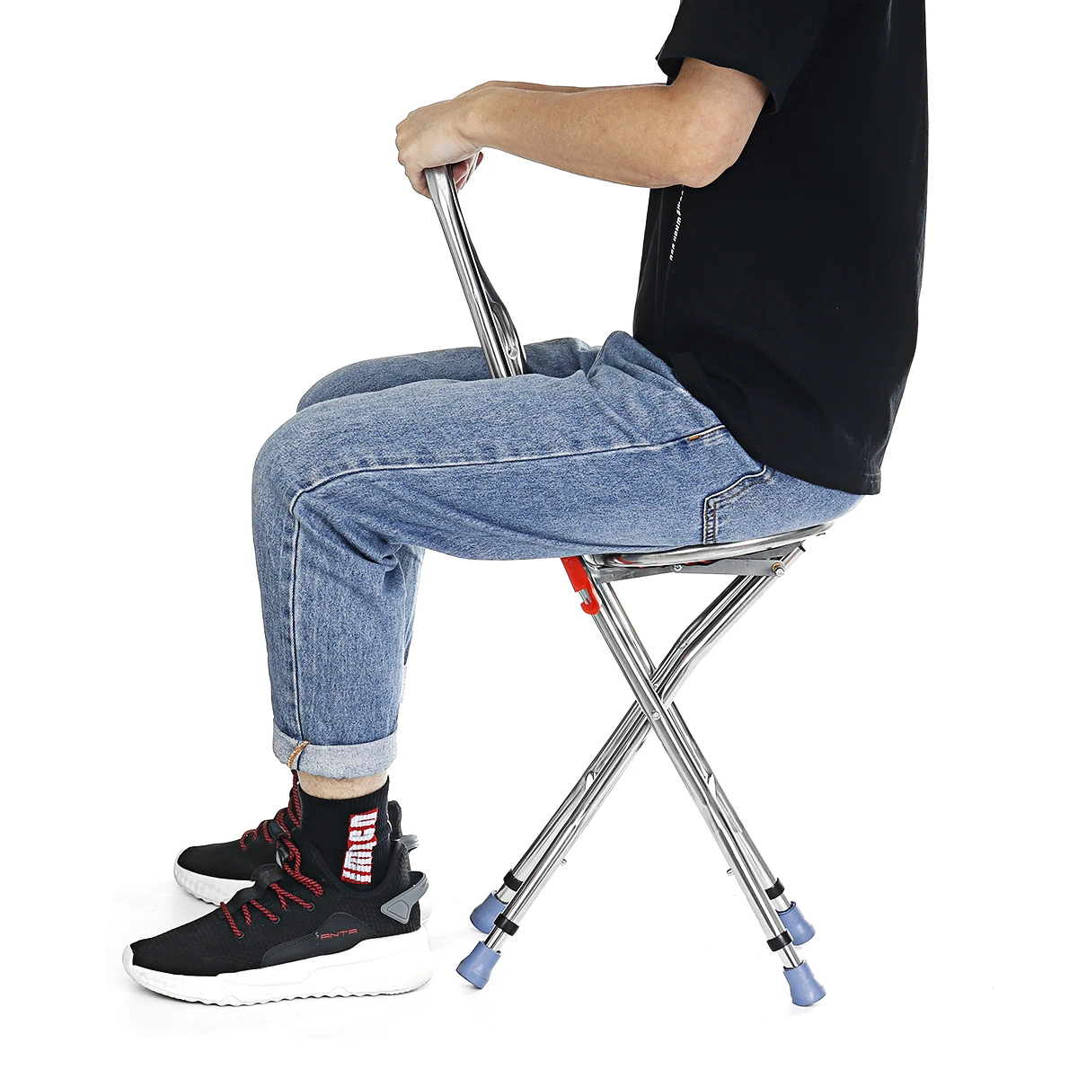 Find Adjustable Height Folding Stainless Steel Cane Chair Seat Portable Walking Stick for Sale on Gipsybee.com