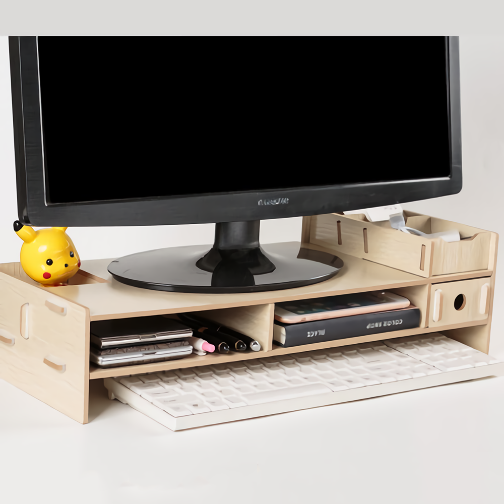 Computer Monitor Desktop Screen Shelf TV Organizer Home Office Storage Rack DIY